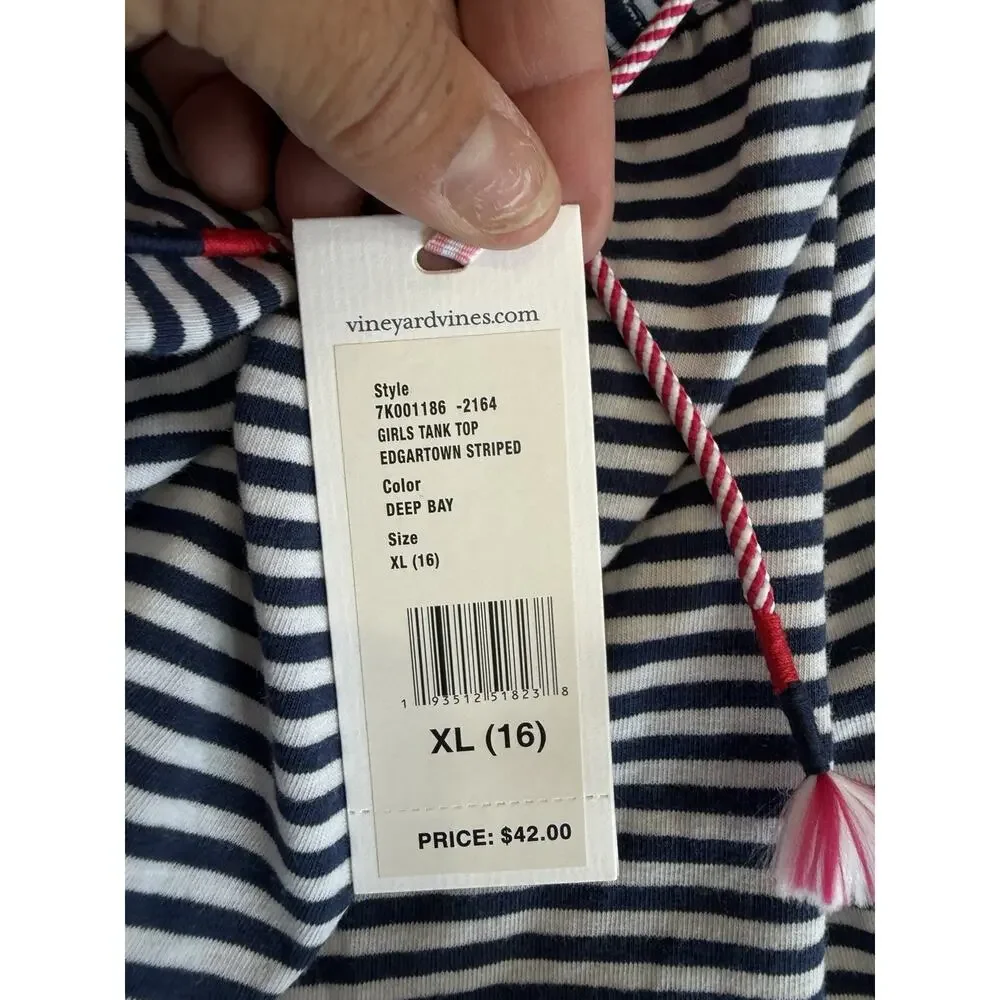 NWT Vineyard Vines Girls Tank Top Size XL Extra Large Blue White Stripe preppy